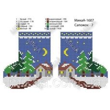 МИКА-1687 (А5) Ёлочная игрушка Варежка Схема для вышивки бисером