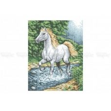 50-303 (30*40) Белая лошадь. Схема для вышивки бисером Бисерок
