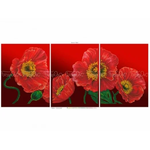 ЧМ-А2-036 Триптих Маки. Схема для вышивки бисером Бисерок