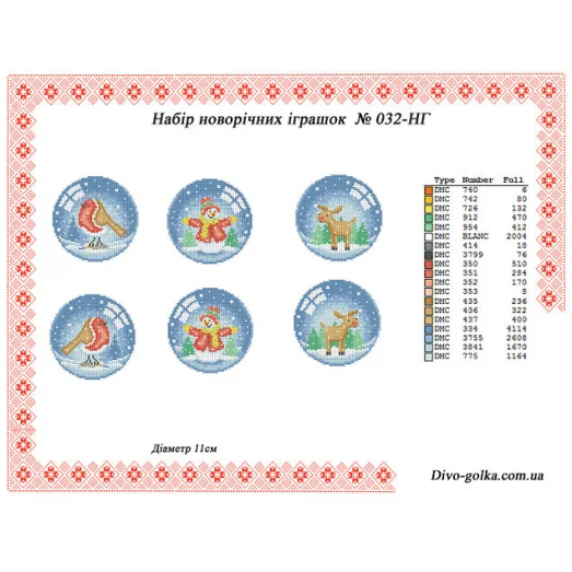 НГ-032 Ёлочные игрушки. Схема для вышивки бисером УКРАИНОЧКА