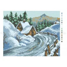 10-400 (20*25) Заснеженная дорога. Схема для вышивки бисером Бисерок