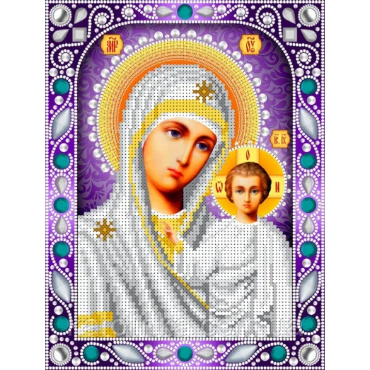 НКИ-4002/2(Б) Икона БМ Казанская. Набор для вышивки камнями и бисером. ТМ Каролинка