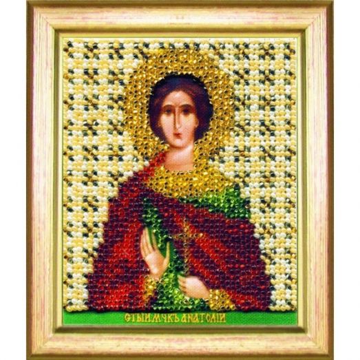 Б-1131 Икона святого мученика Анатолия. Набор для вышивки бисером Чаривна Мить