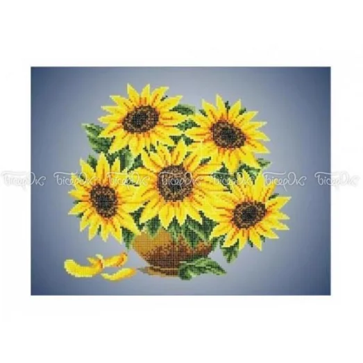 ЧВ-5101 Подсолнухи в вазе. Схема для вышивки бисером. Бисерок