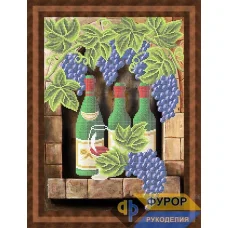 ФР-НБч3-017-2 Натюрморт с вином и виноградом. Схема для вышивки бисером ТМ Фурор