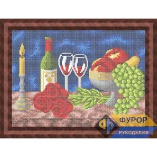 ФР-НБп3-148 Натюрморт вино, фрукты, розы. Схема для вышивки бисером ТМ Фурор