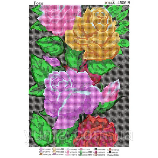 ЮМА-4506В Розы. Схема для вышивки бисером