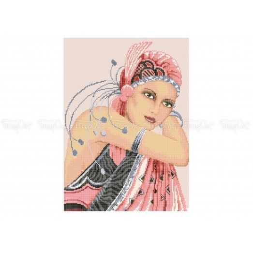 40-307 (30*40) Девушка в розовом. Схема для вышивки бисером Бисерок