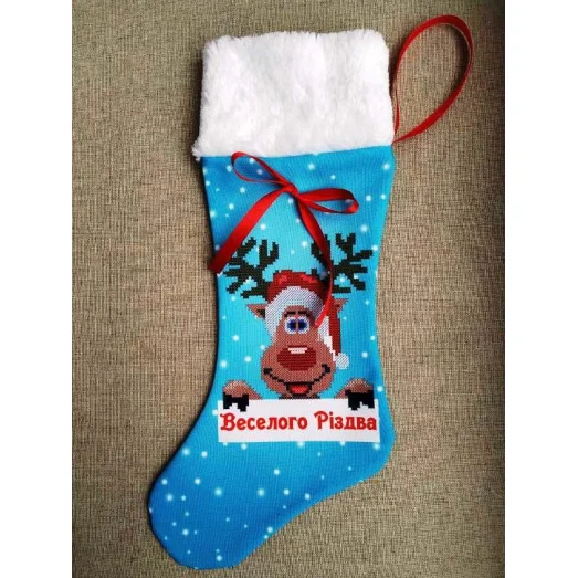 ЧХ-016(укр) Сшитый новогодний сапожок с мехом под вышивку. Княгиня Ольга