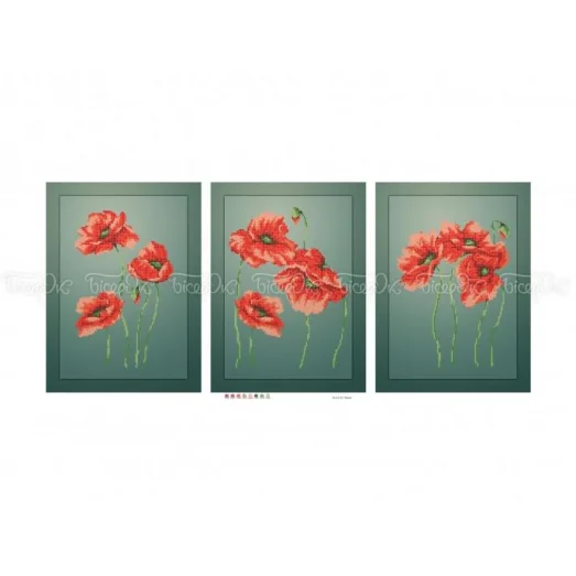 ЧМ-А3-033 Триптих Маки. Схема для вышивки бисером. Бисерок