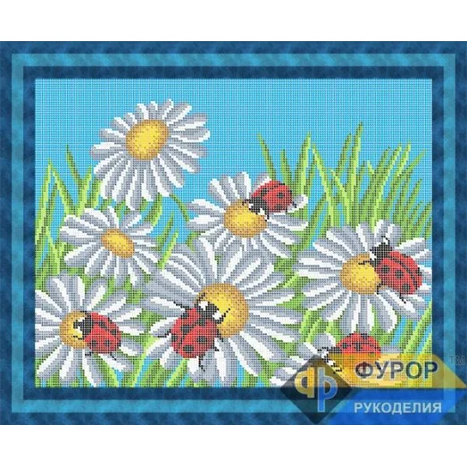 ФР-НБп3-154 Божьи коровки на ромашках. Схема для вышивки бисером ТМ Фурор
