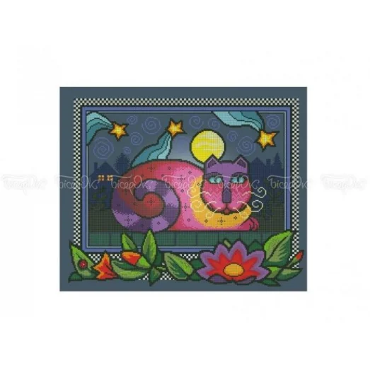 ЧВ-7045 Ночной кот. Схема для вышивки бисером. Бисерок