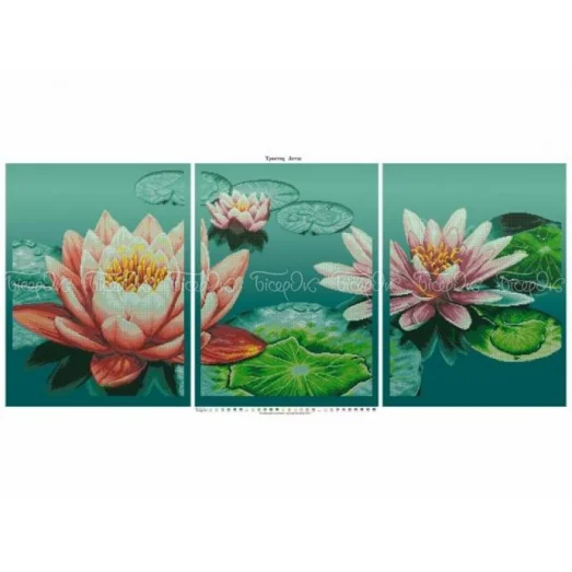 ЧМ-А2-038 Триптих Лотос. Схема для вышивки бисером Бисерок