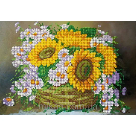 МИКА-0316 (А3) Подсолнухи и астры. Схема для вышивки бисером