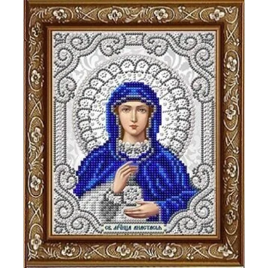 ЖС-5022 Святая Анастасия в жемчуге серебро. Схема для вышивки бисером Благовест
