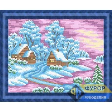 ФР-ПБп3-079 Зимняя деревня. Схема для вышивки бисером ТМ Фурор