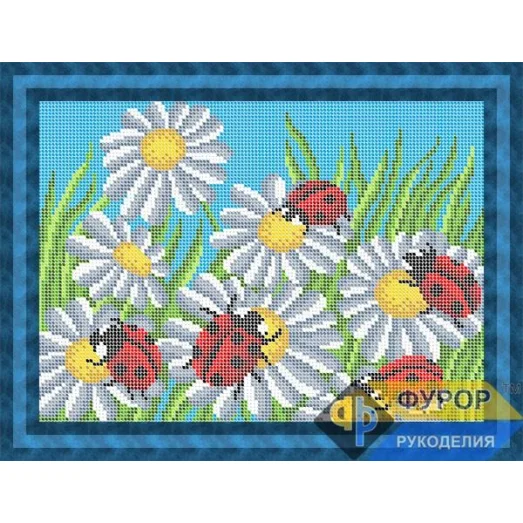 ФР-ЖБп4-105 Божьи коровки на ромашках. Схема для вышивки бисером ТМ Фурор