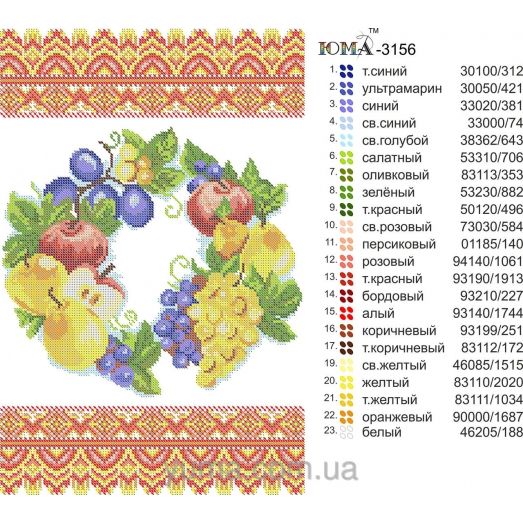 ЮМА-3156 Салфетка на корзинку. Схема для вышивки бисером 