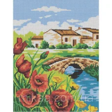 МИКА-0322 (А4) Пейзаж с маками. Схема для вышивки бисером