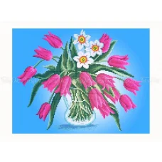 30-352 (30*40) Тюльпаны и нарциссы. Схема для вышивки бисером Бисерок