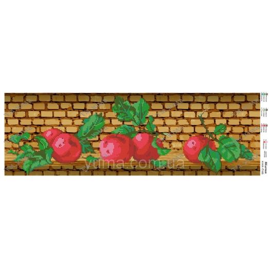 ЮМА-П66 Красные яблочки (кирпичный фон). Схема для вышивки бисером