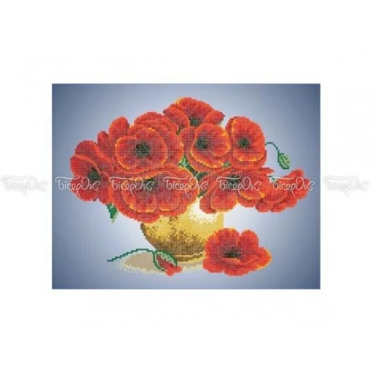 ЧВ-5102 Красные маки. Схема для вышивки бисером. Бисерок