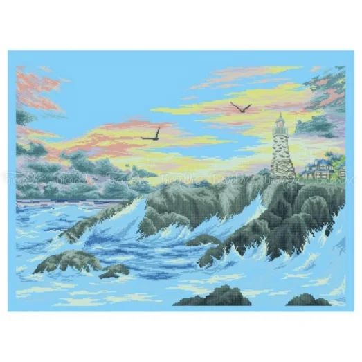 ЧВ-8020 Маяк на берегу моря. Схема для вышивки бисером. Бисерок