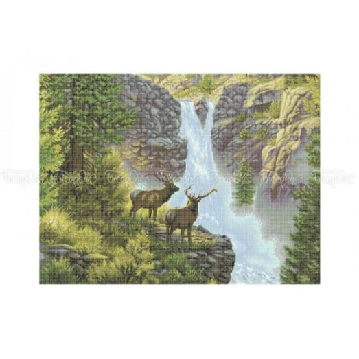 ЧВ-8033 Олени у водопада. Схема для вышивки бисером. Бисерок