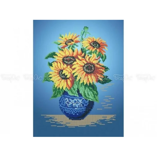 ЧВ-5320 Подсолнухи в вазе. Схема для вышивки бисером. Бисерок