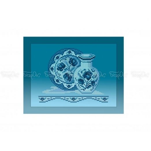 ЧВ-3353-Г Кухонный натюрморт голубой фон. Схема для вышивки бисером. Бисерок
