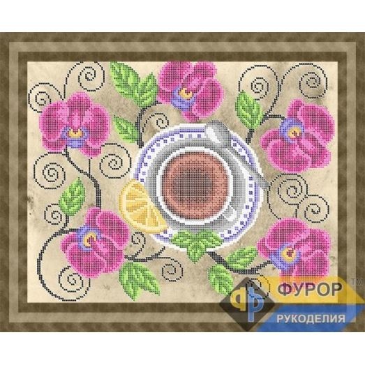 ФР-НБч3-170 Кружка чая среди орхидей. Схема для вышивки бисером ТМ Фурор