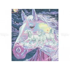 50-207 (40*60) Тройка белых лошадей. Схема для вышивки бисером Бисерок