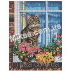 МИКА-0366 (А4) Кошка у окна. Схема для вышивки бисером