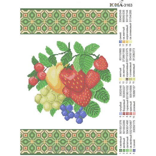 ЮМА-3163 Салфетка на корзинку. Схема для вышивки бисером