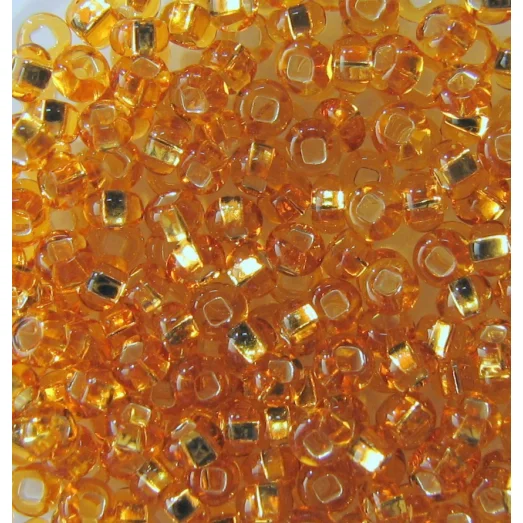 17050 Бисер янтарный, серебряная серединка