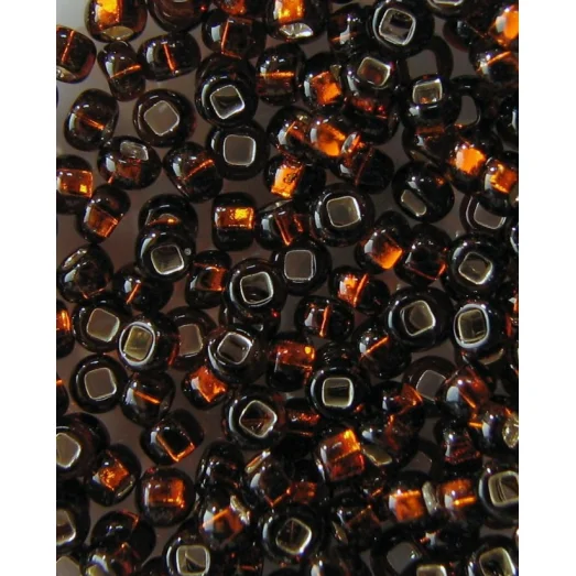17140 Бисер тёмный коричневый, серебряная серединка