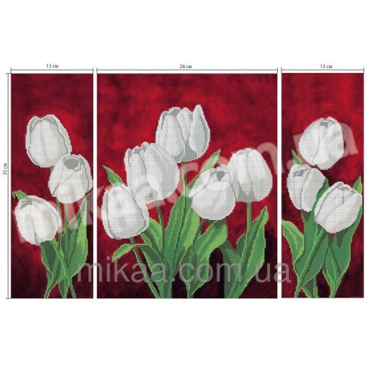 МИКА-0349 (тритих) Белые тюльпаны. Схема для вышивки бисером