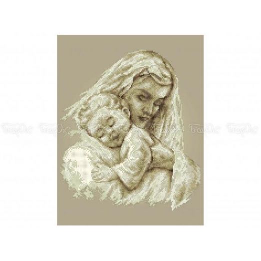 ЧВ-5181 Мать и дитя коричневый фон. Схема для вышивки бисером. Бисерок 