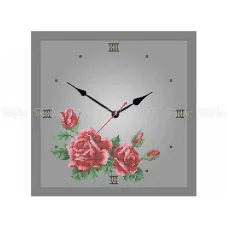 ЧВ-5372с (30*40) Часы Розы (серый фон). Схема для вышивки бисером Бисерок