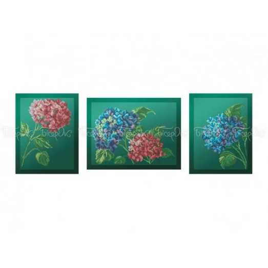 П-454 (40*100) Триптих Гортензия. Схема для вышивки бисером Бисерок