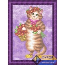 ФР-ЖБп3-141 Кошка с цветами. Схема для вышивки бисером ТМ Фурор