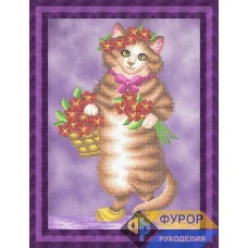 ФР-ЖБч3-142 Кошка с цветами. Схема для вышивки бисером ТМ Фурор