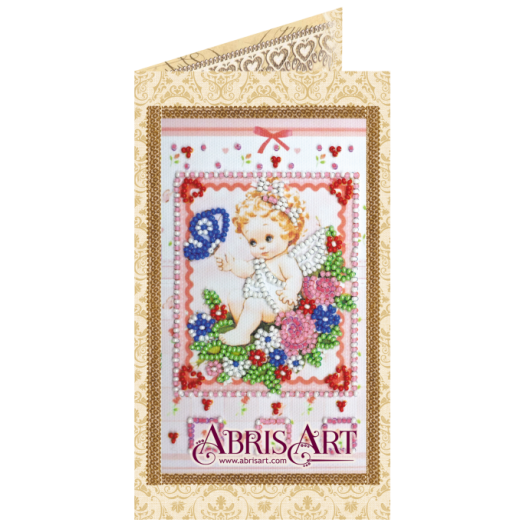 АО-132 Нежный ангелочек. Набор-открытка для вышивки бисером Абрис Арт