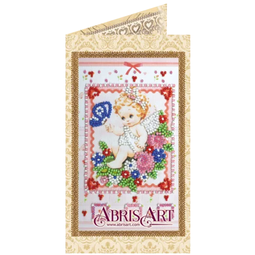 АО-132 Нежный ангелочек. Набор-открытка для вышивки бисером Абрис Арт