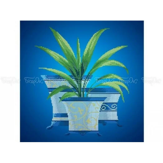 ЧВ-6017(10) Юка Синий фон. Схема для вышивки бисером Бисерок