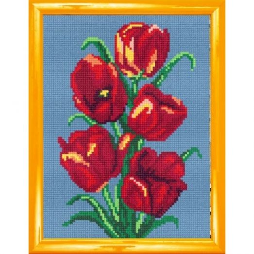 Н-015 Алые тюльпаны. Канва для вышивания нитками Чаривниця