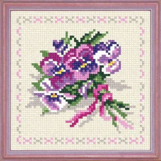А-062 Букетик фиалок. Канва для вышивки нитками Чаривниця