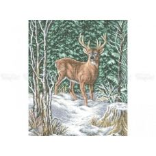 50-201 (40*60) Олень в зимнем лесу. Схема для вышивки бисером Бисерок
