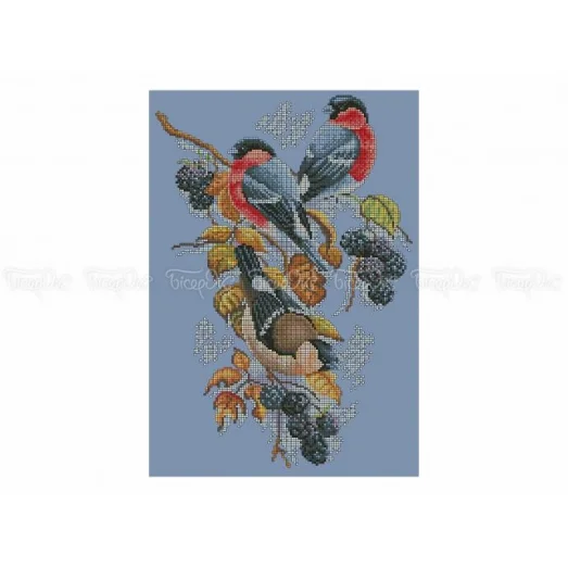 70-321 (30*40) Снегири. Схема для вышивки. Бисерок