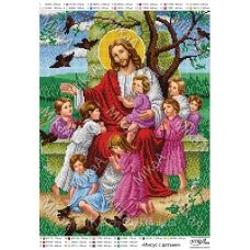 МИКА-1814 (А3) Иисус с детьми. Схема для вышивки бисером